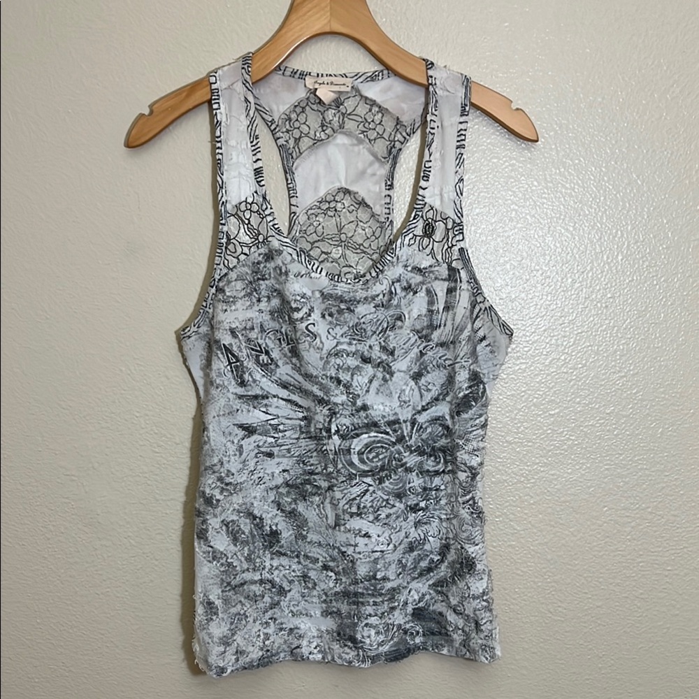 Angels & Diamonds Cream Distressed Tank Top
